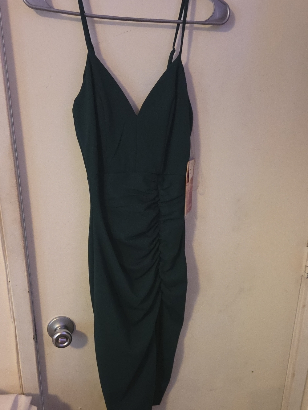 Emerald Sundae Deep Green Ruched Midi Dress